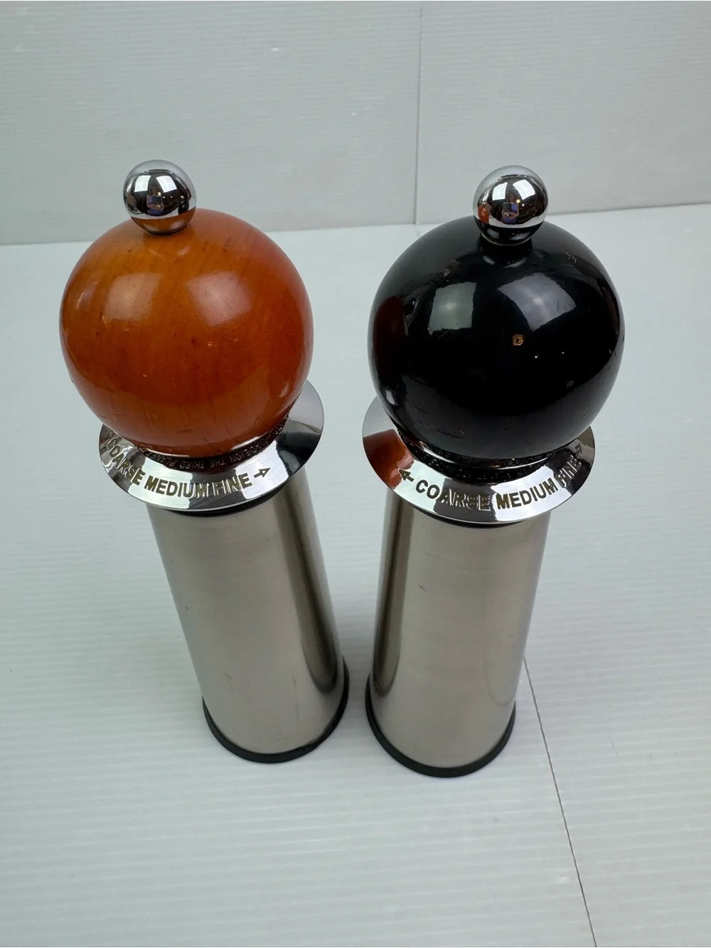 William Bounds Ltd Stainless Steel Wood Ball Torch Pepper Salt Grinder Mill Set
